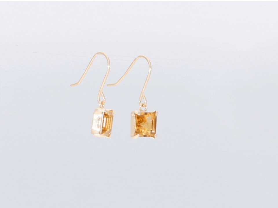 K18 シトリン フックピアス 片耳1.2ct K18 シトリン スクエア フックピアス｜jewelive